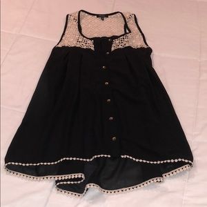 Sheer lace top babydoll tank
